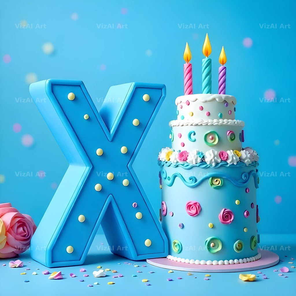 Birthday Cake Party alphabet letter X