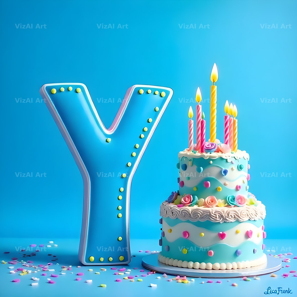 Birthday Cake Party alphabet letter Y