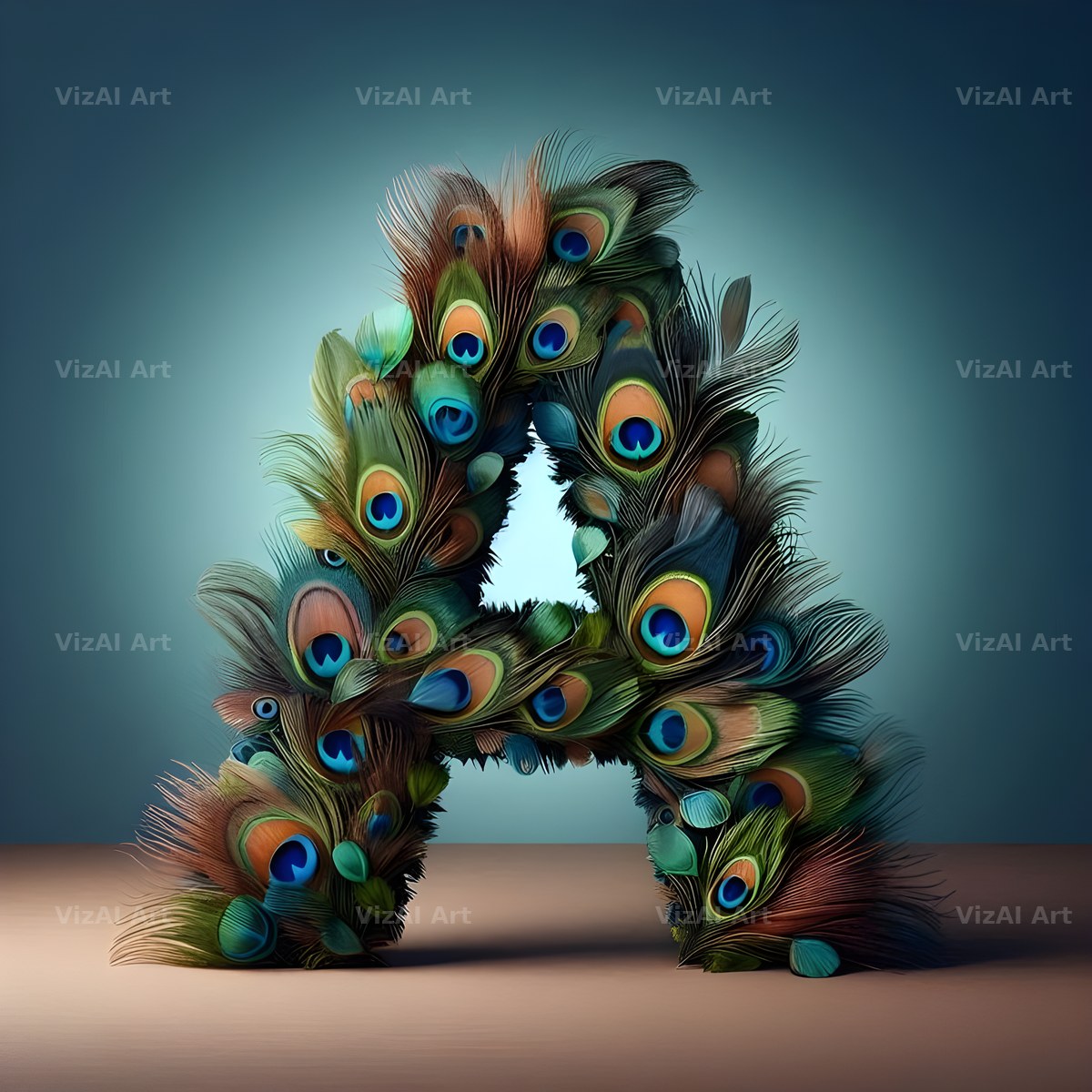 Peacock Plume Green alphabet letter A