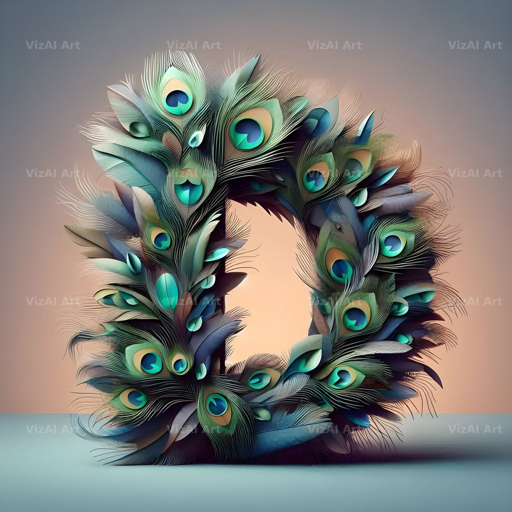 Peacock Plume Green alphabet letter D