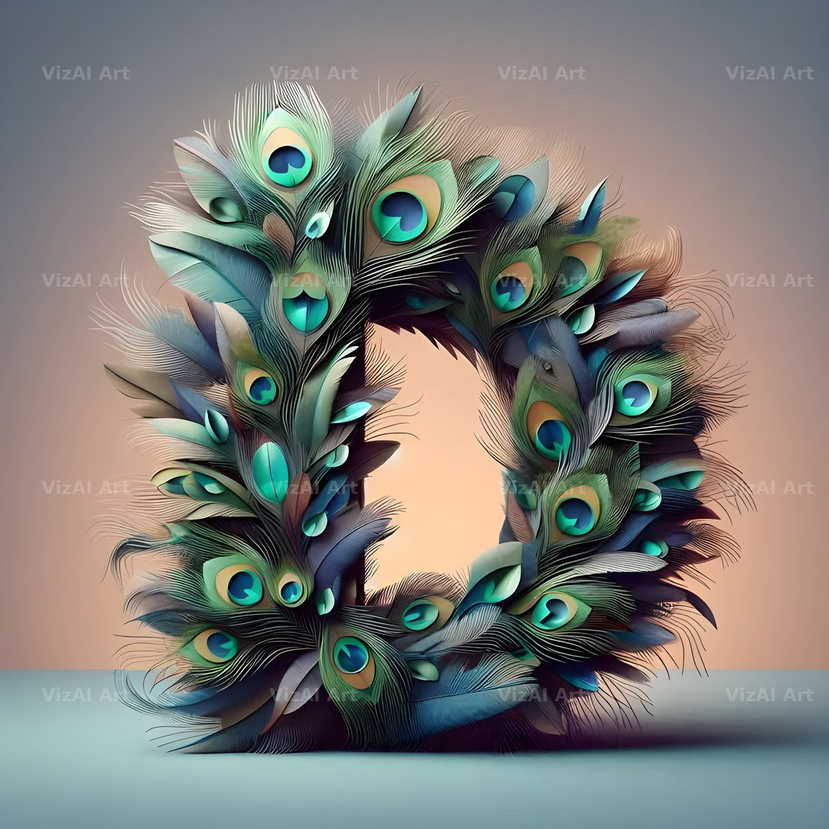 Peacock Plume Green alphabet letter D
