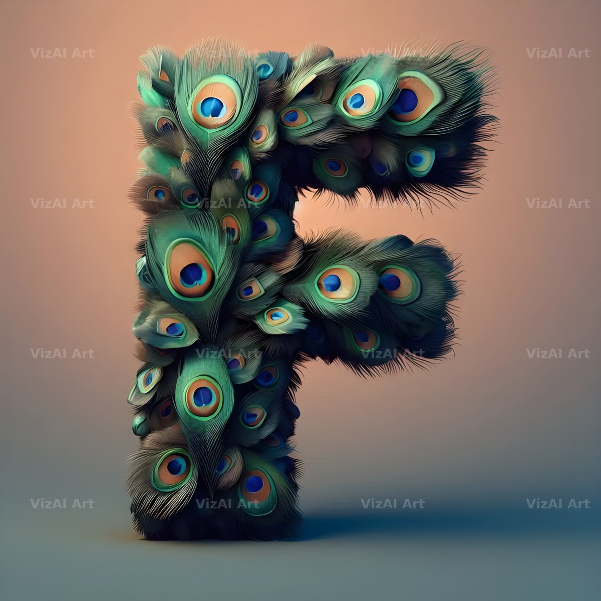 Peacock Plume Green alphabet letter F