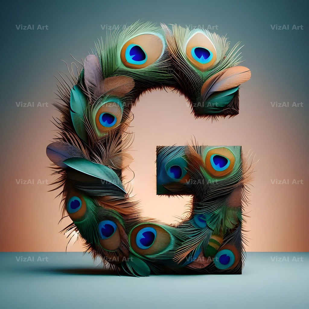 Peacock Plume Green alphabet letter G