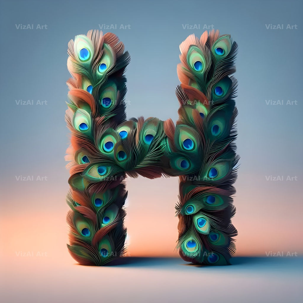 Peacock Plume Green alphabet letter H