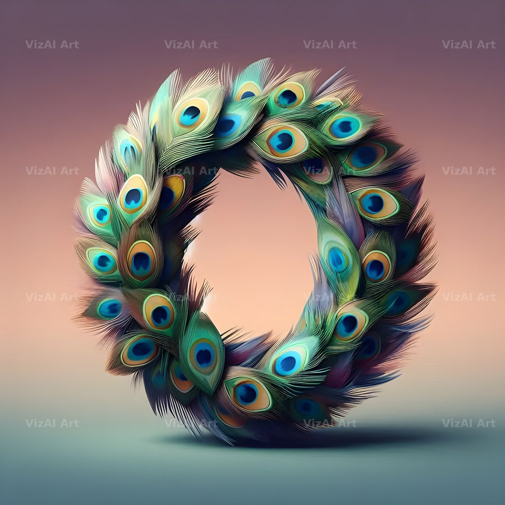 Peacock Plume Green alphabet letter O