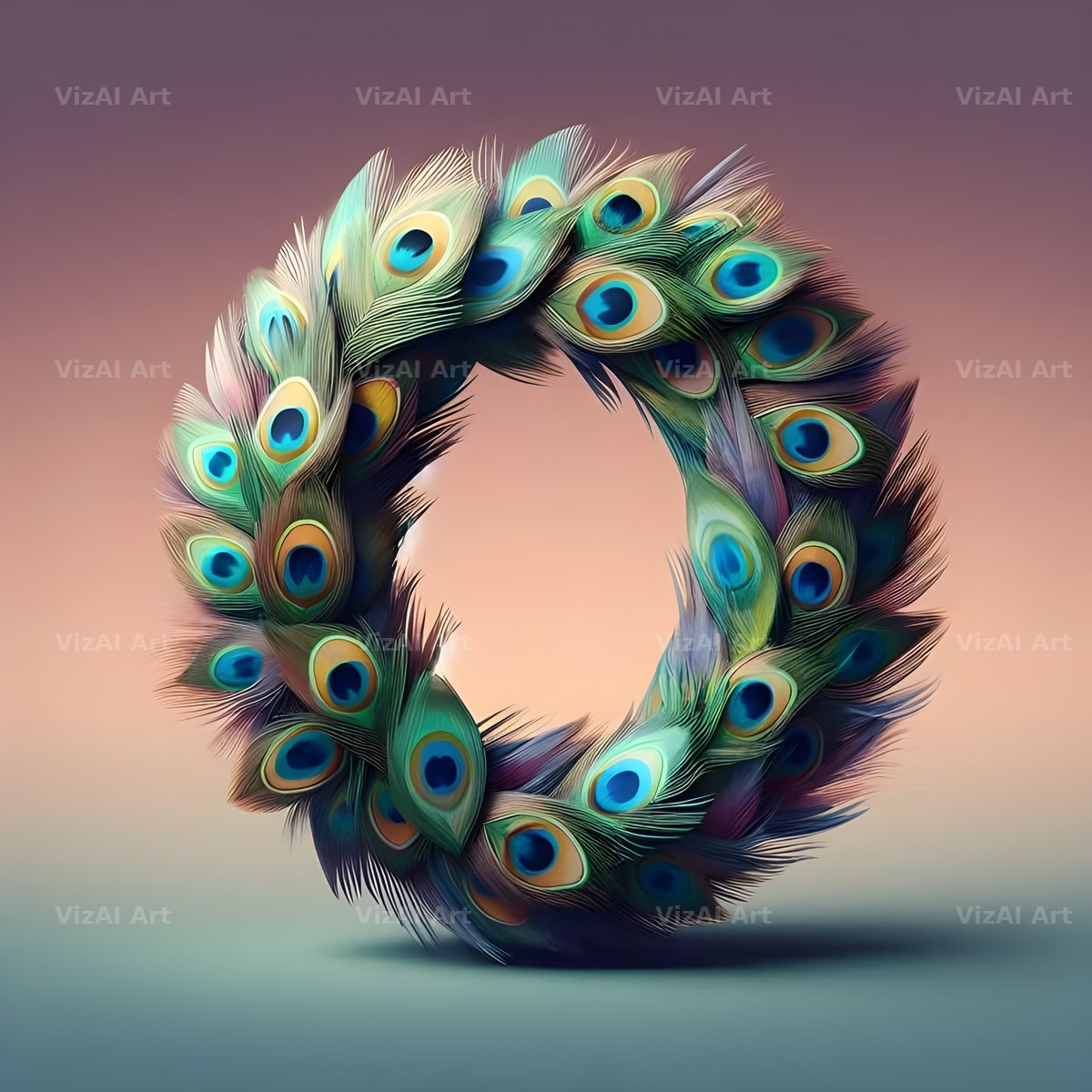 Peacock Plume Green alphabet letter O