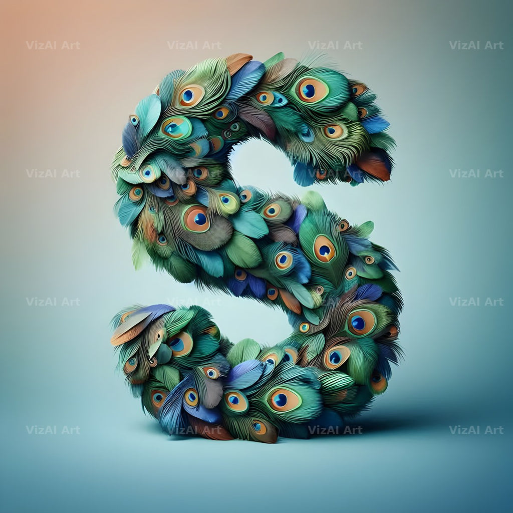 Peacock Plume Green alphabet letter S