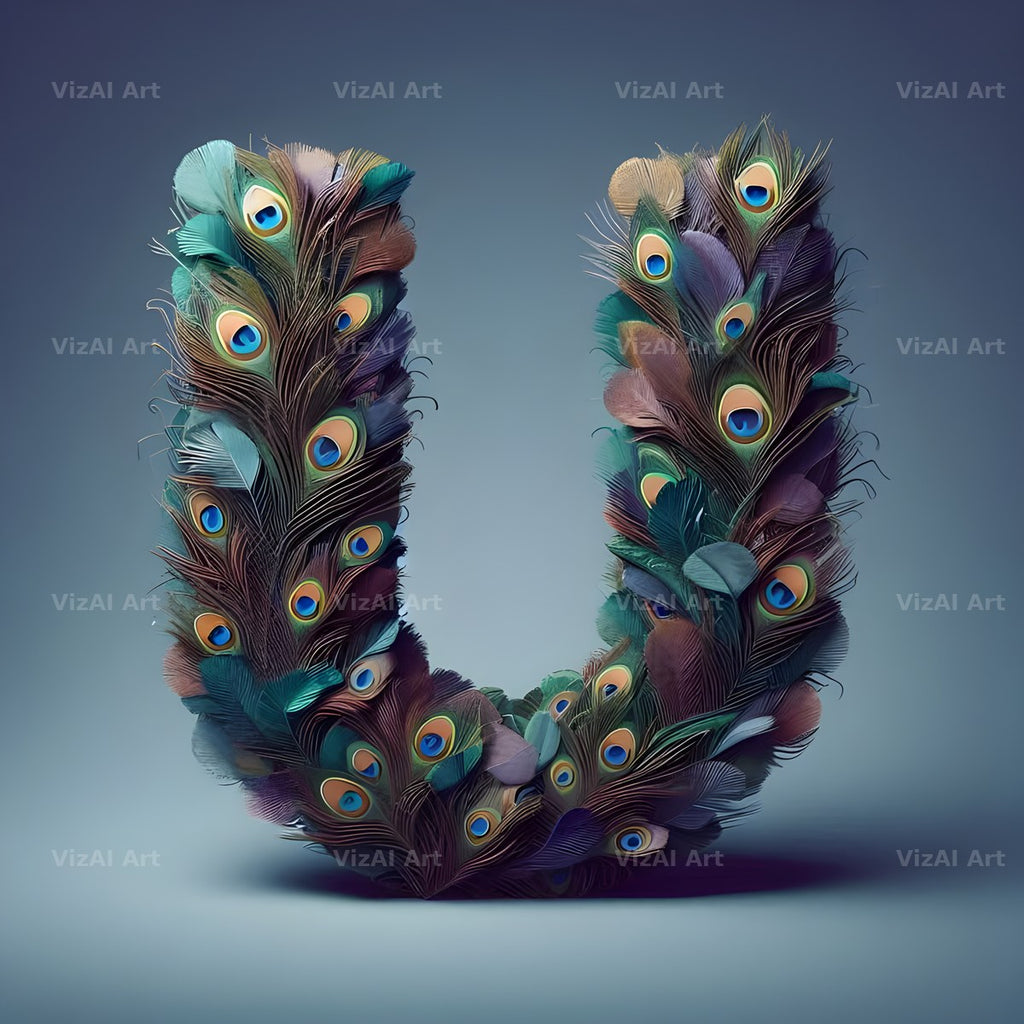 Peacock Plume Green alphabet letter U
