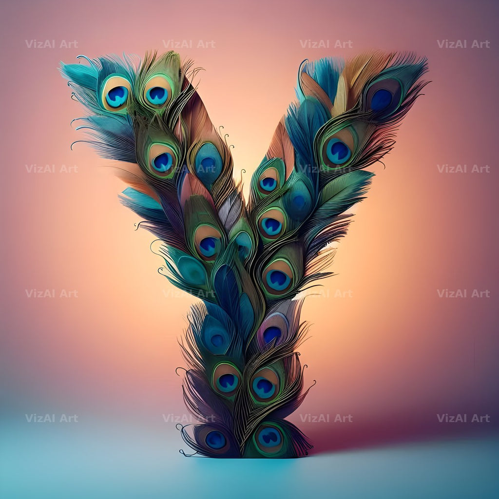 Peacock Plume Green alphabet letter Y