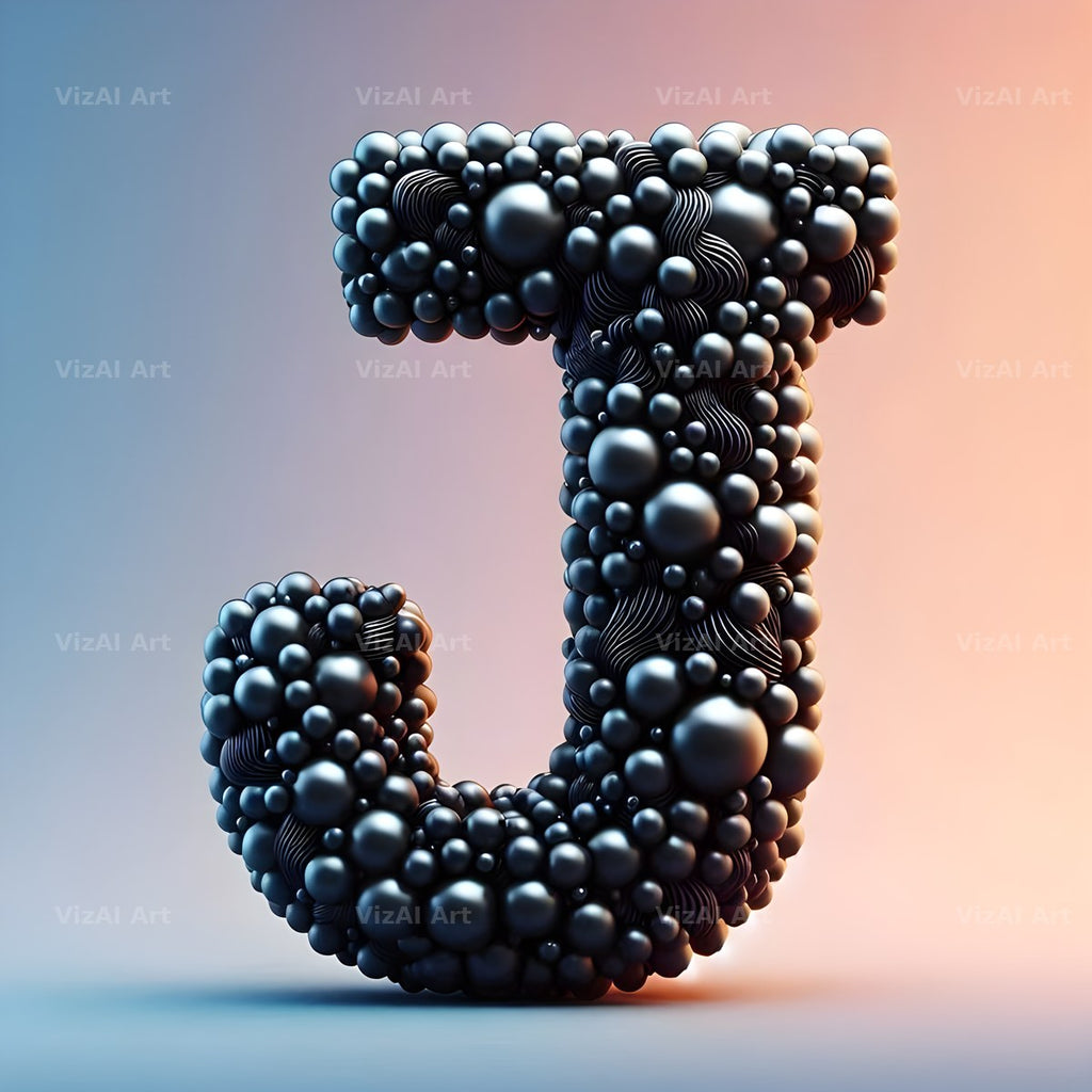 Black Pearl Cluster alphabet letter J