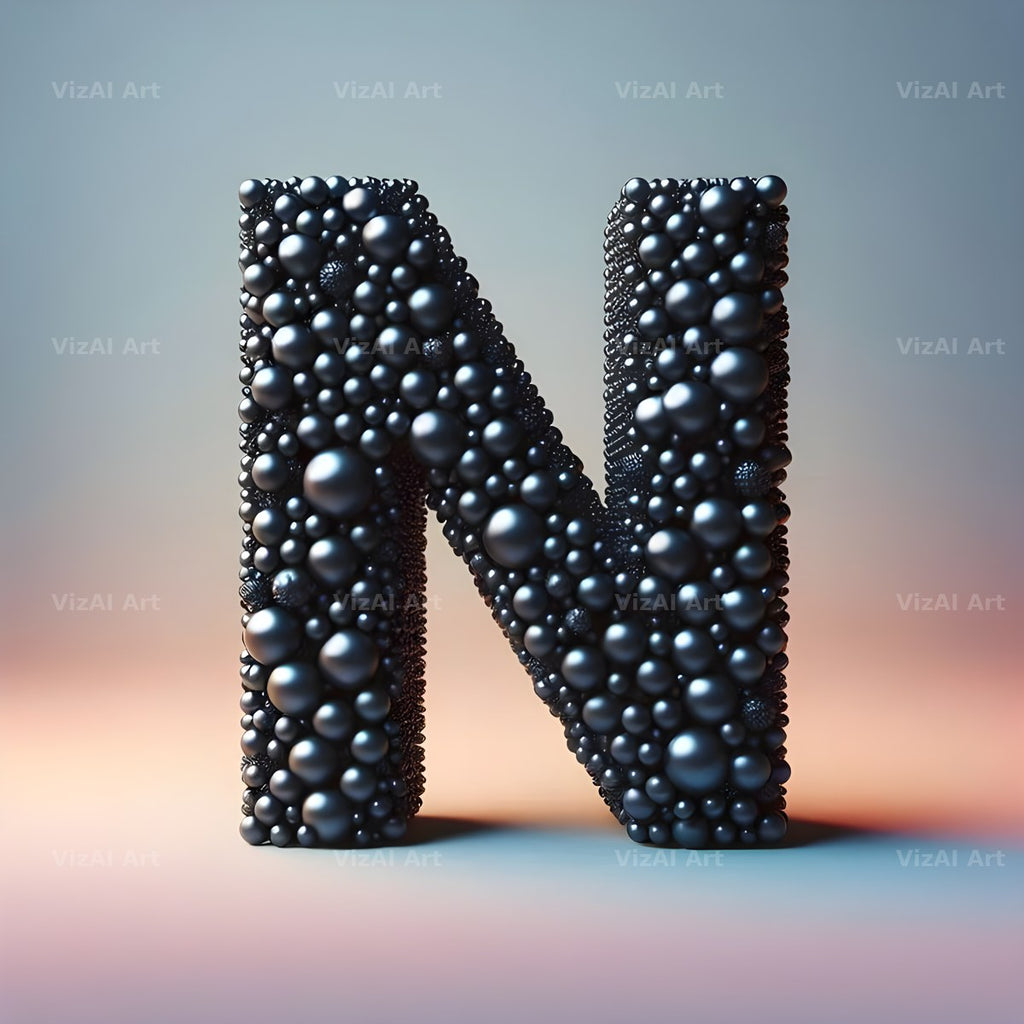 Black Pearl Cluster alphabet letter N
