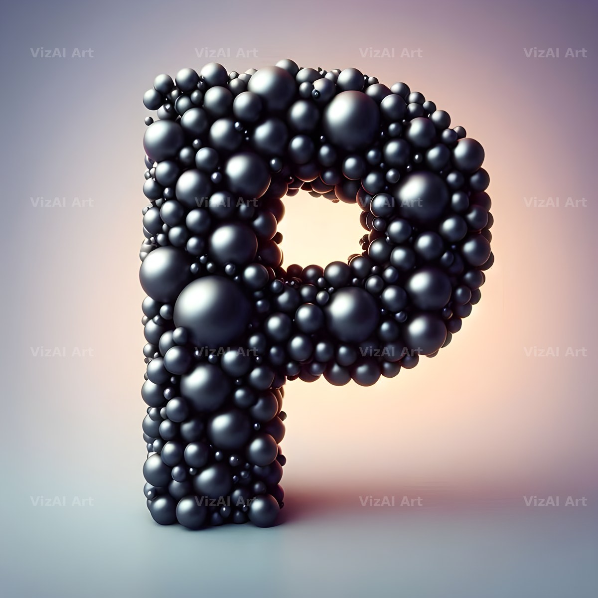Black Pearl Cluster alphabet letter P