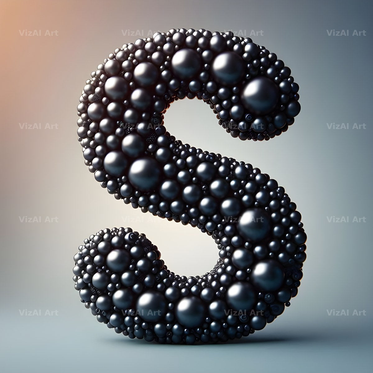 Black Pearl Cluster alphabet letter S