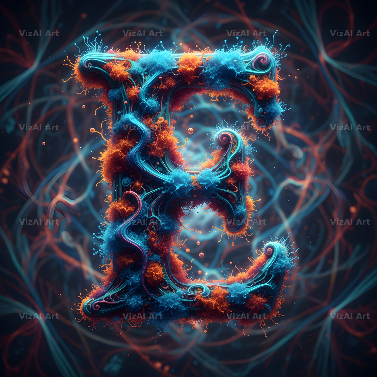 Psychedelic Swirl alphabet letter E