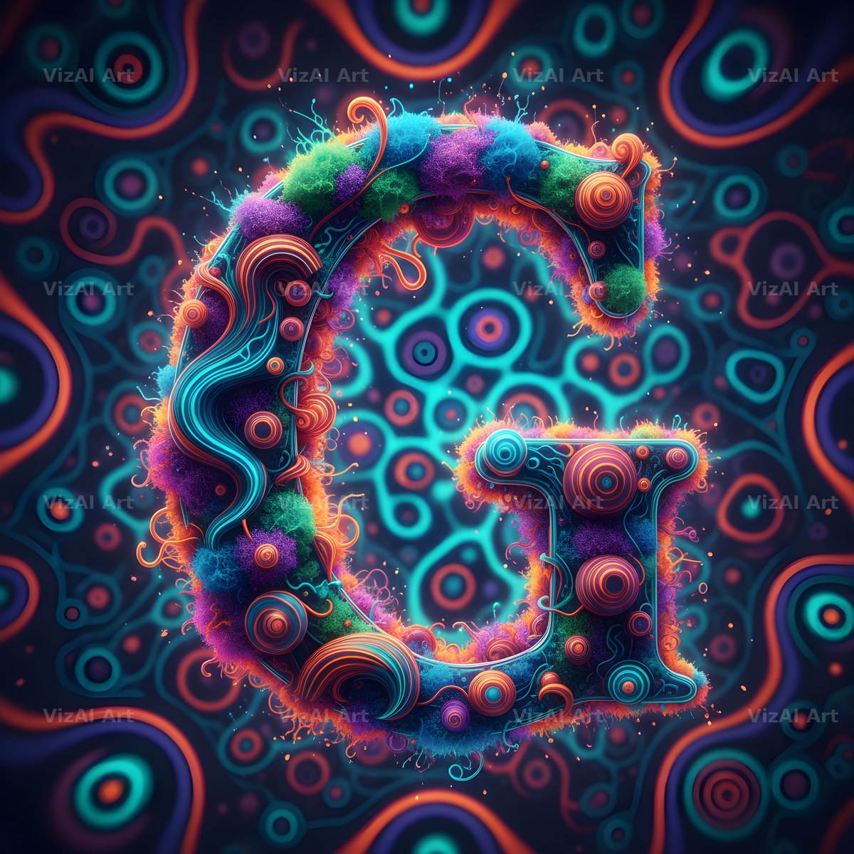 Psychedelic Swirl alphabet letter G