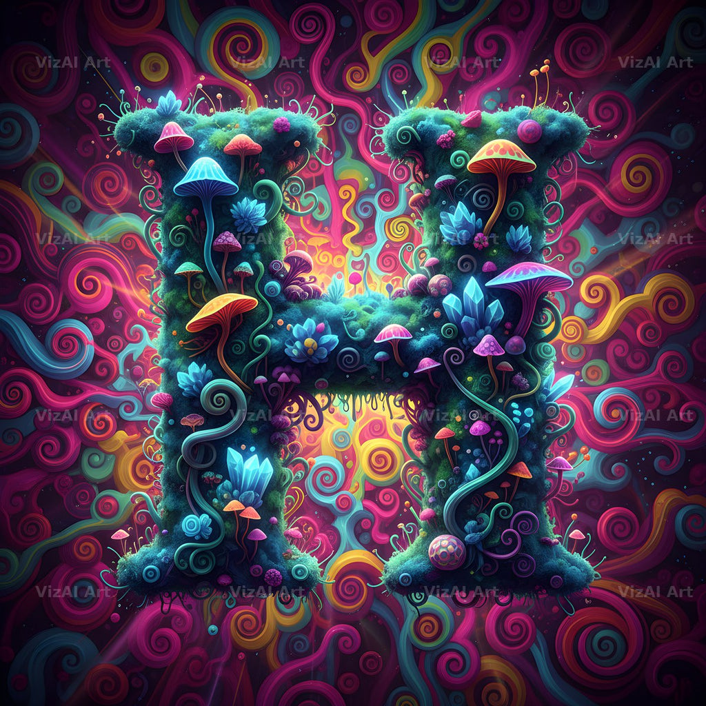 Psychedelic Swirl alphabet letter H