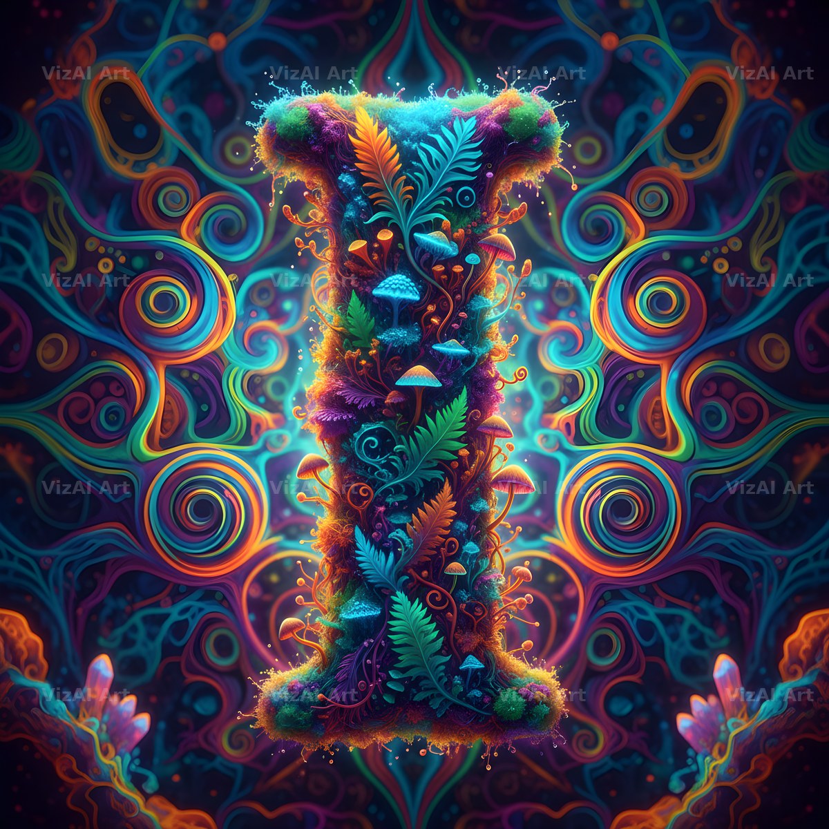 Psychedelic Swirl alphabet letter I