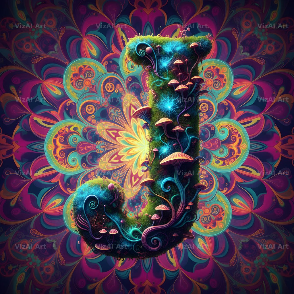 Psychedelic Swirl alphabet letter J