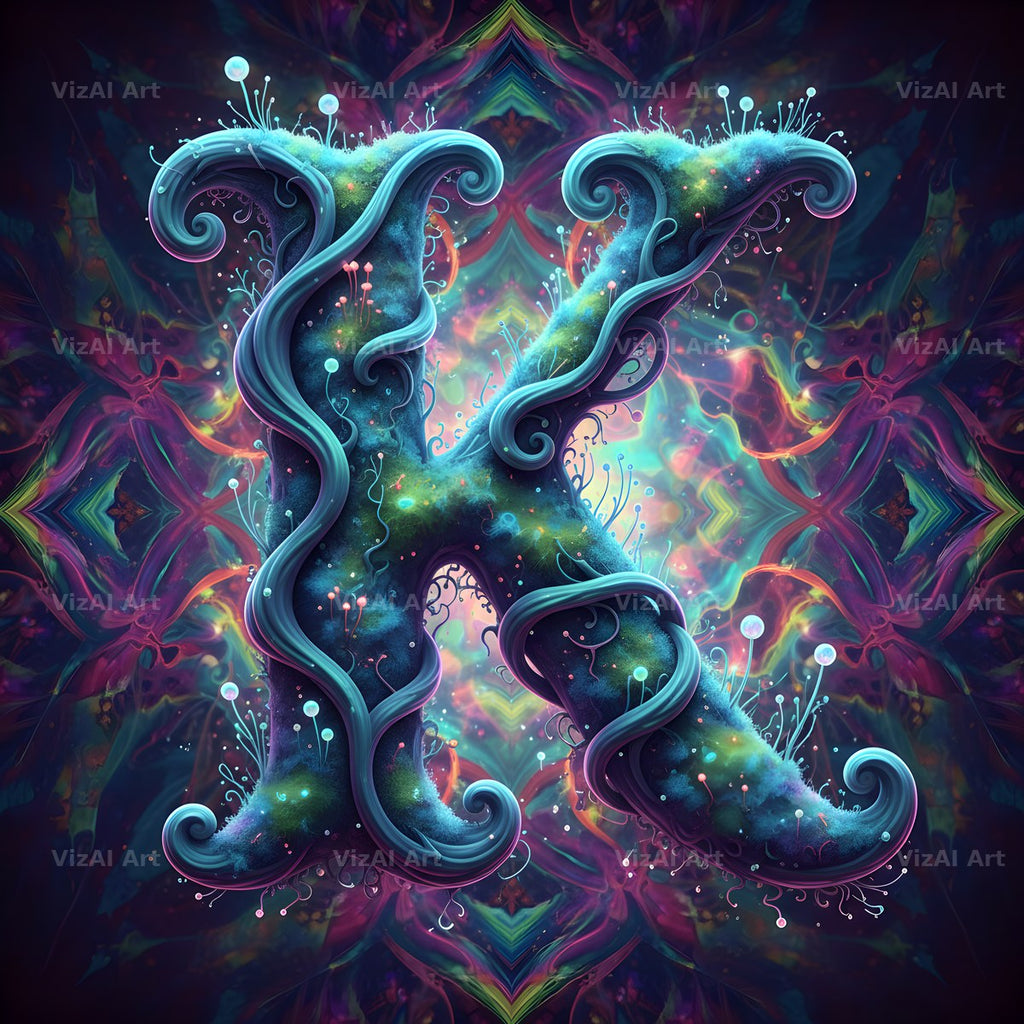 Psychedelic Swirl alphabet letter K