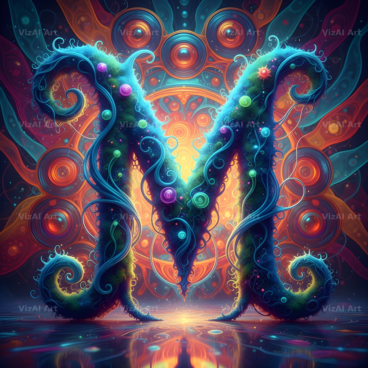 Psychedelic Swirl alphabet letter M