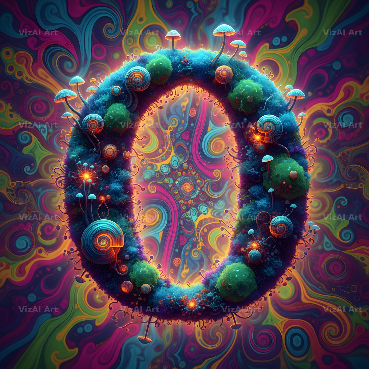 Psychedelic Swirl alphabet letter O