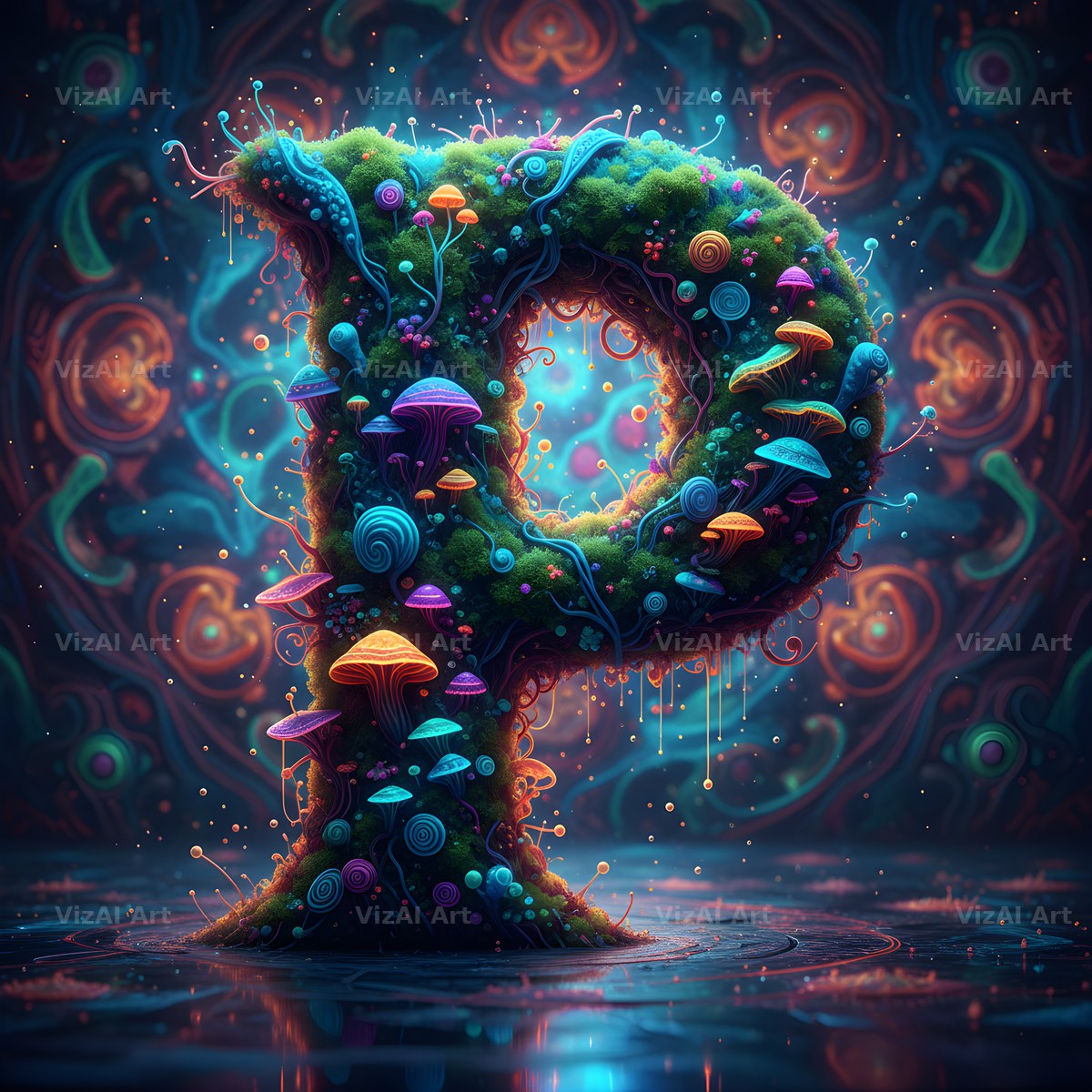 Psychedelic Swirl alphabet letter P