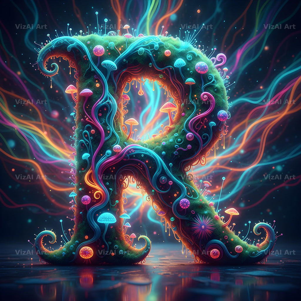 Psychedelic Swirl alphabet letter R