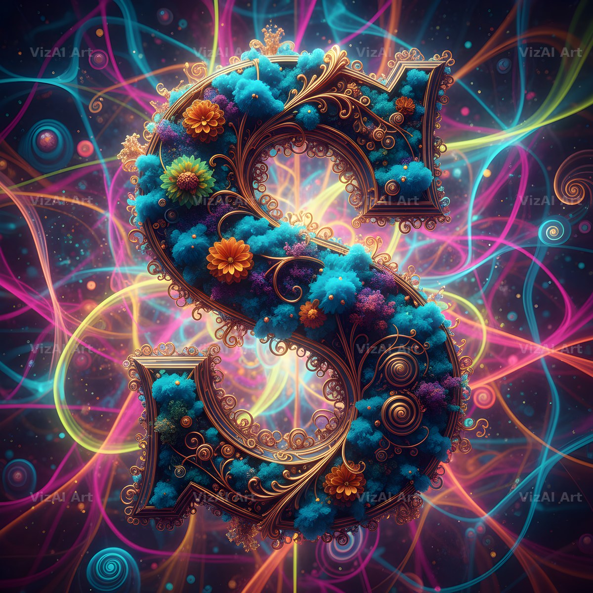 Psychedelic Swirl alphabet letter S