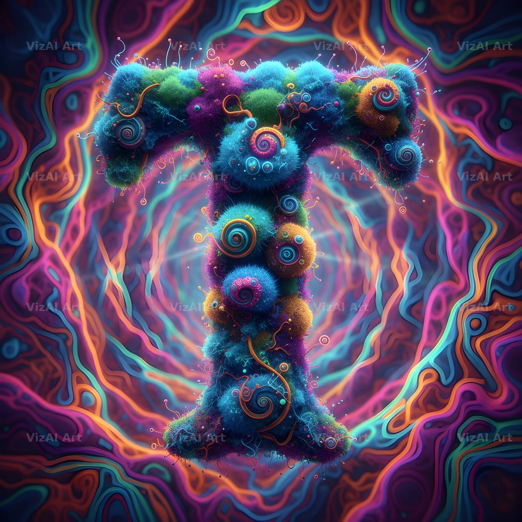 Psychedelic Swirl alphabet letter T