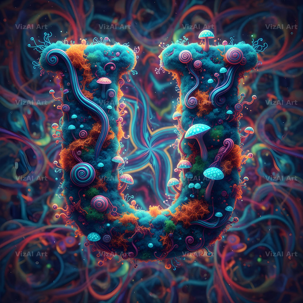 Psychedelic Swirl alphabet letter U