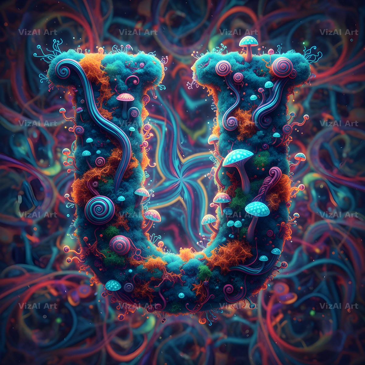 Psychedelic Swirl alphabet letter U