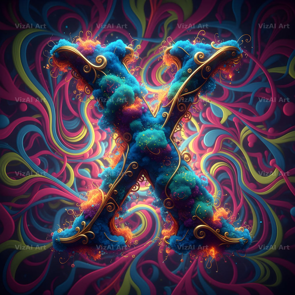 Psychedelic Swirl alphabet letter X