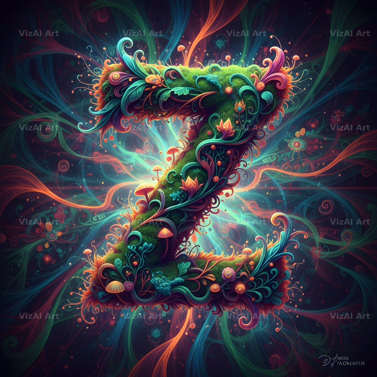 Psychedelic Swirl alphabet letter Z