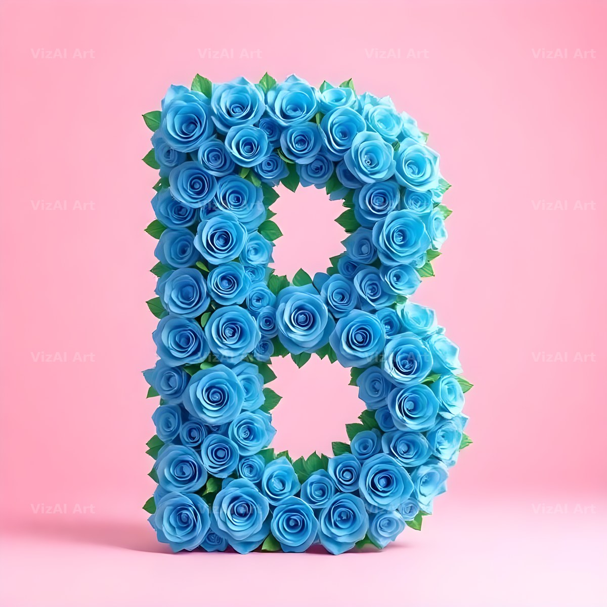 Blue Rose Bloom alphabet letter B