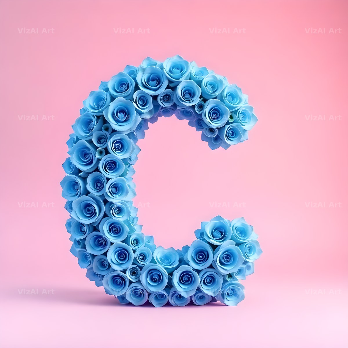 Blue Rose Bloom alphabet letter C