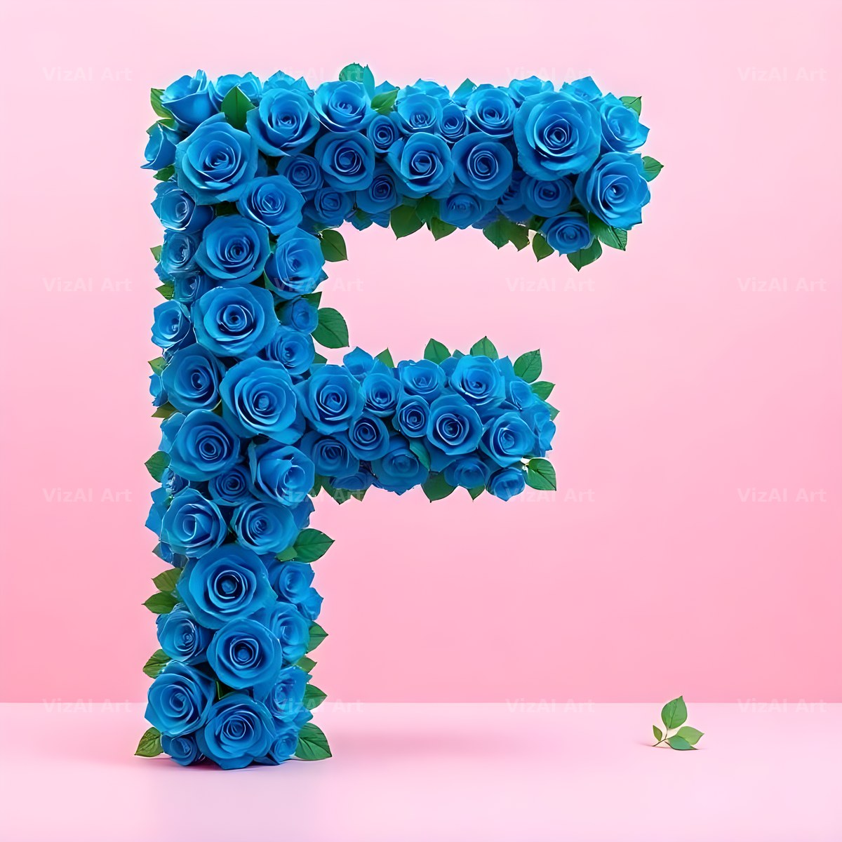 Blue Rose Bloom alphabet letter F