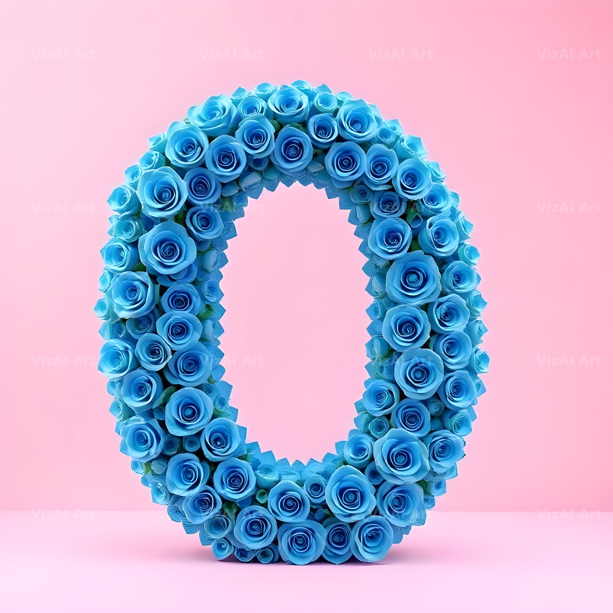 Blue Rose Bloom alphabet letter O
