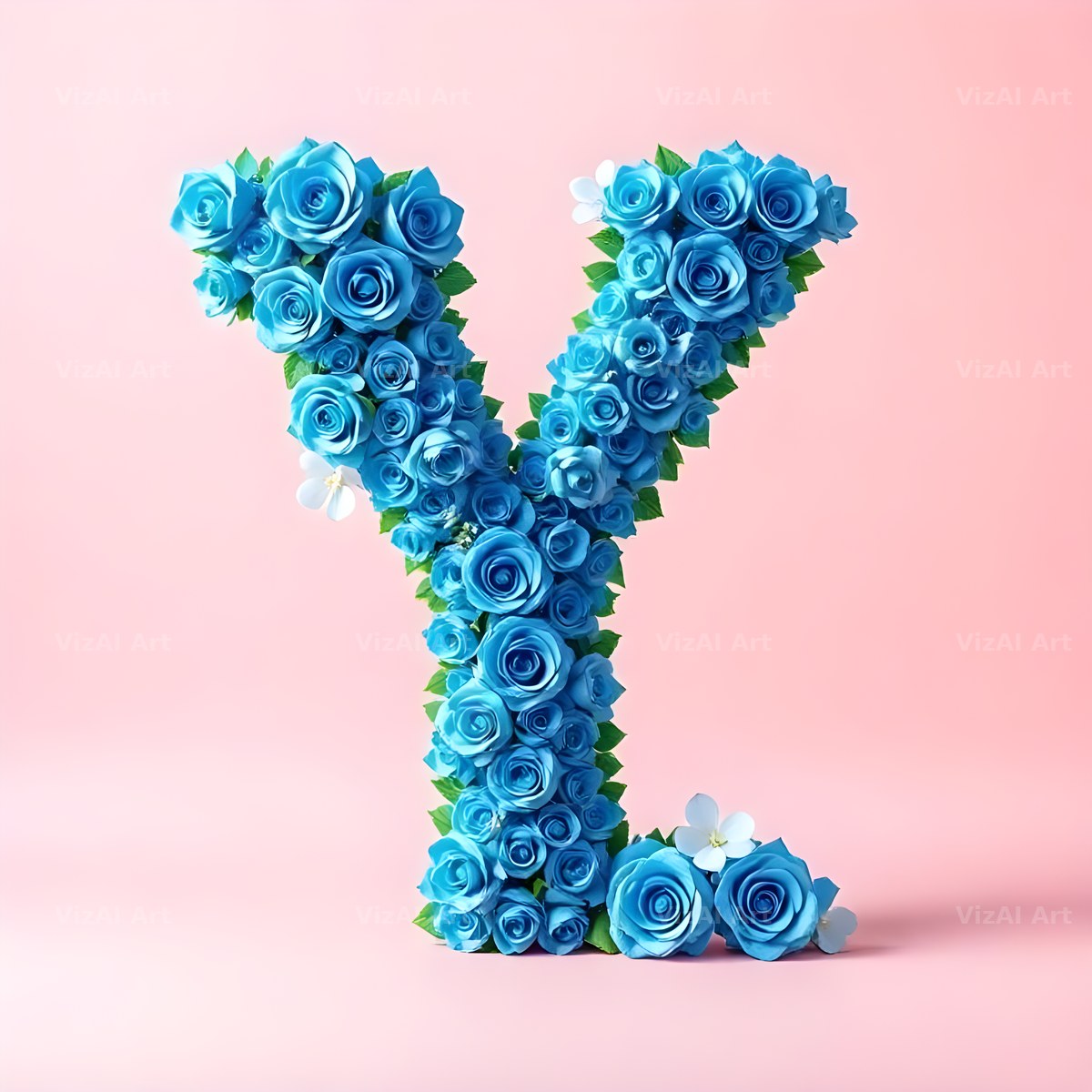 Blue Rose Bloom alphabet letter Y