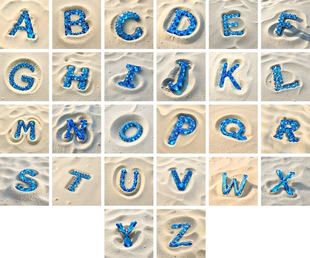 Beach Sand Gem alphabet — all 26 letters