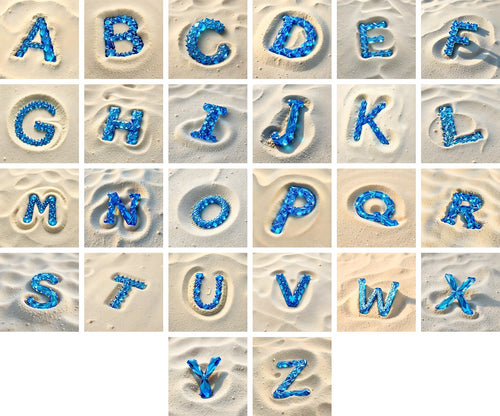 Beach Sand Gem alphabet — all 26 letters