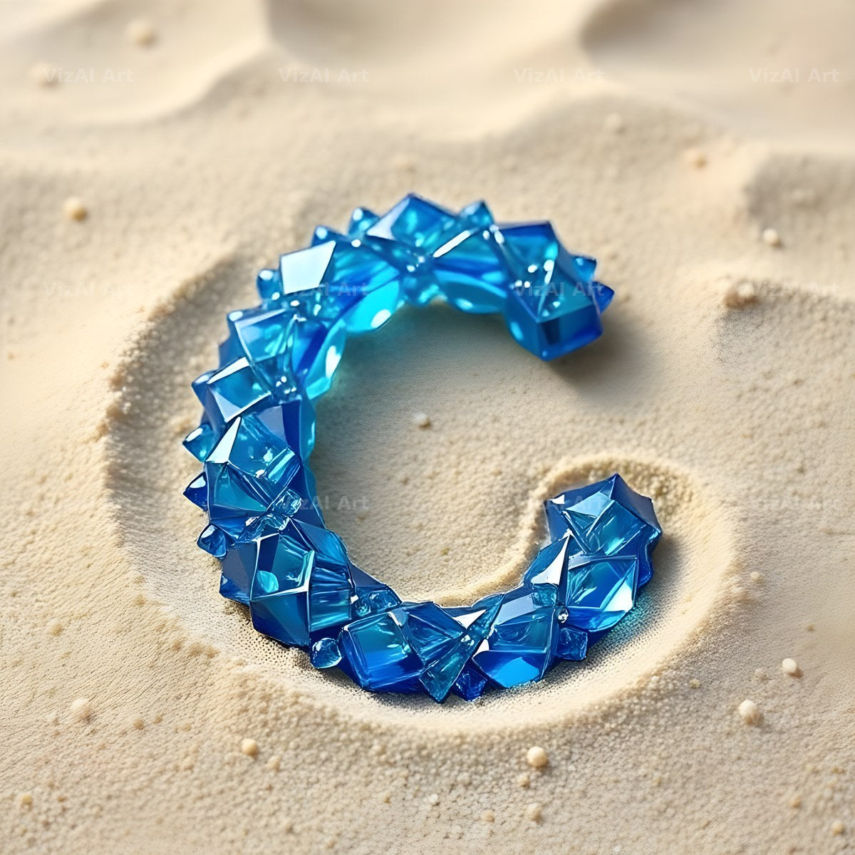 Beach Sand Gem alphabet letter C