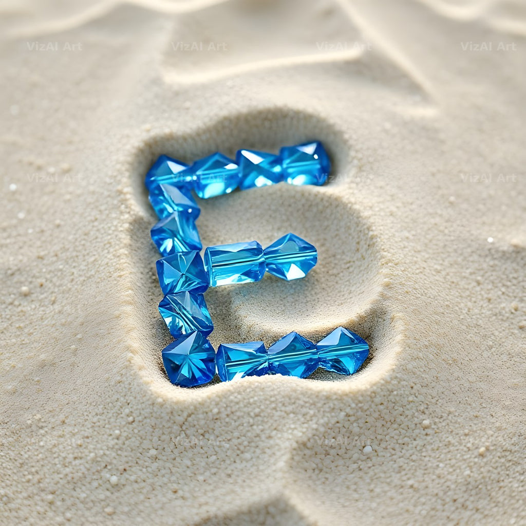 Beach Sand Gem alphabet letter E