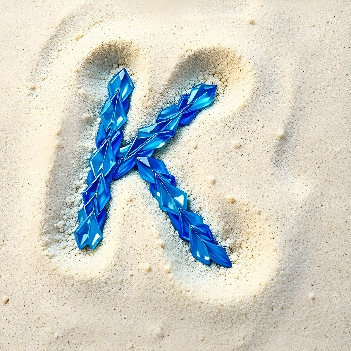 Beach Sand Gem alphabet letter K