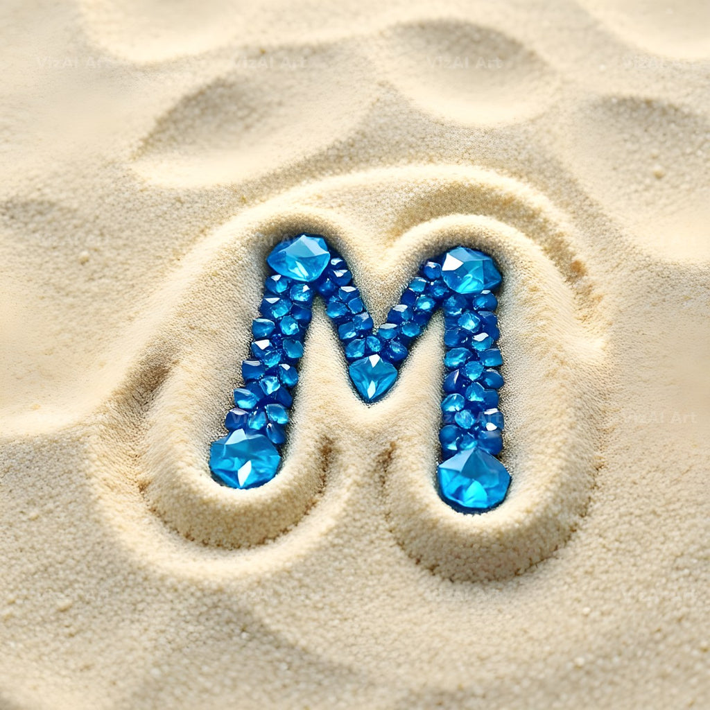 Beach Sand Gem alphabet letter M