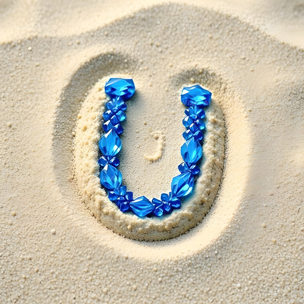 Beach Sand Gem alphabet letter U