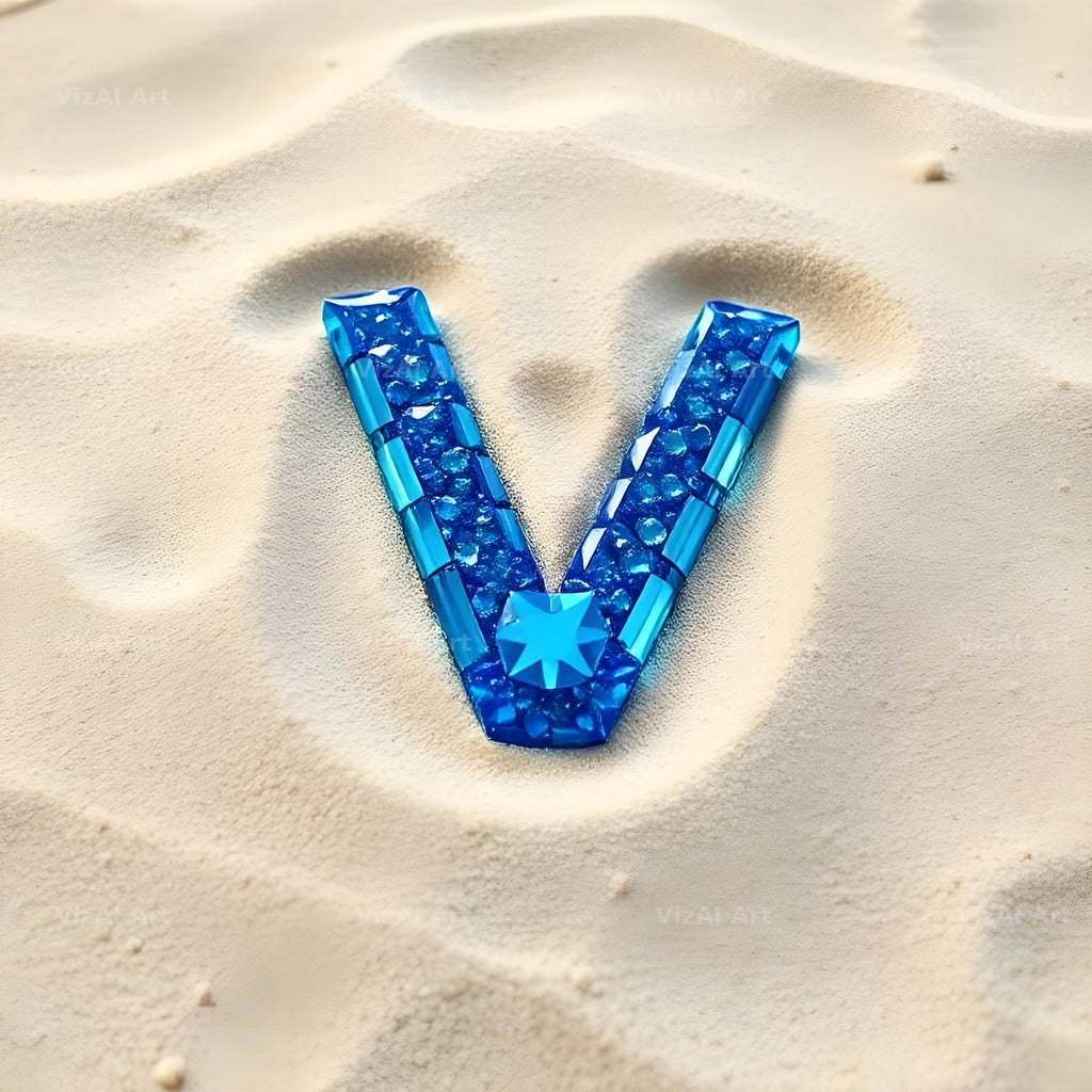 Beach Sand Gem alphabet letter V