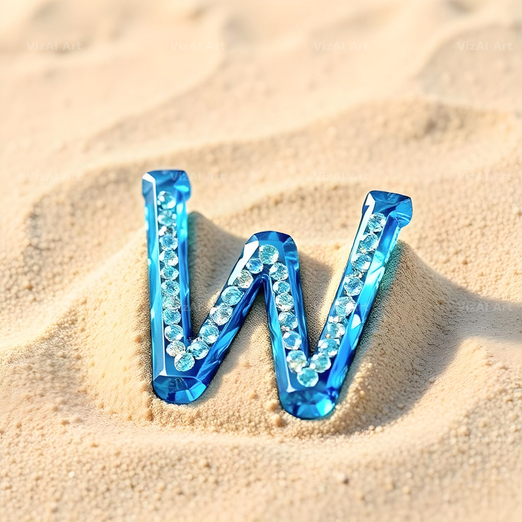 Beach Sand Gem alphabet letter W