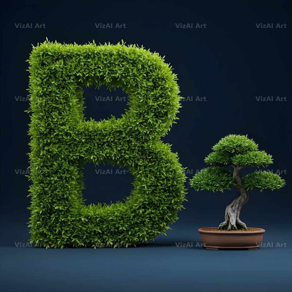 Bonsai Topiary Green alphabet letter B