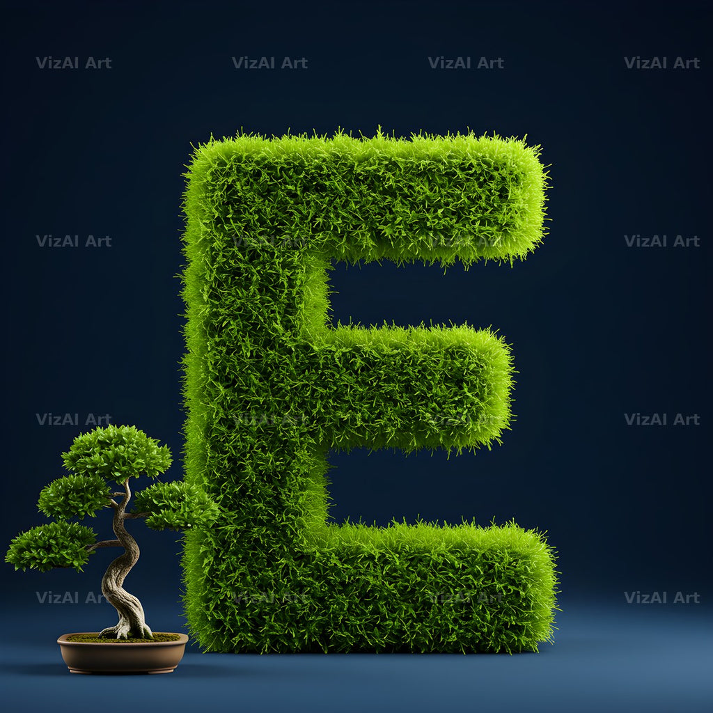 Bonsai Topiary Green alphabet letter E