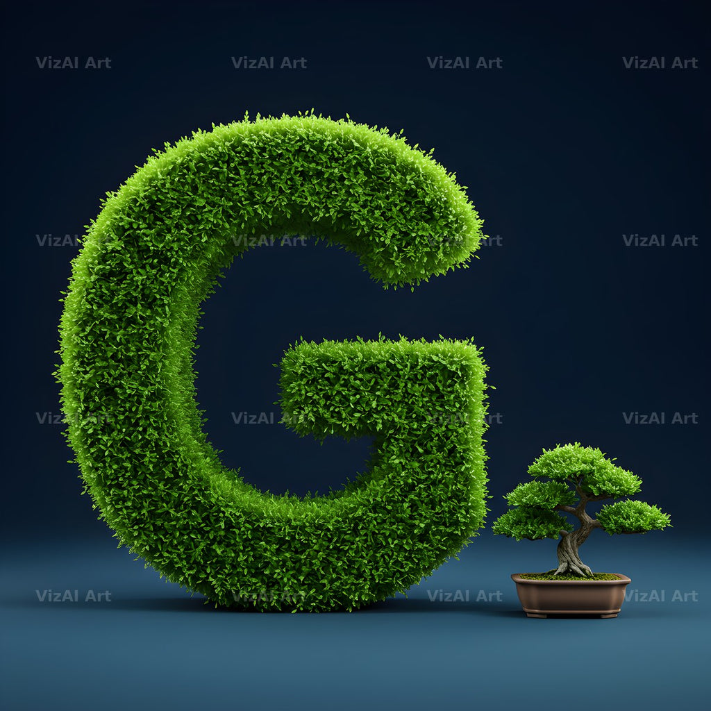 Bonsai Topiary Green alphabet letter G